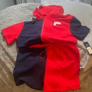 Womans Red and Blue Romper